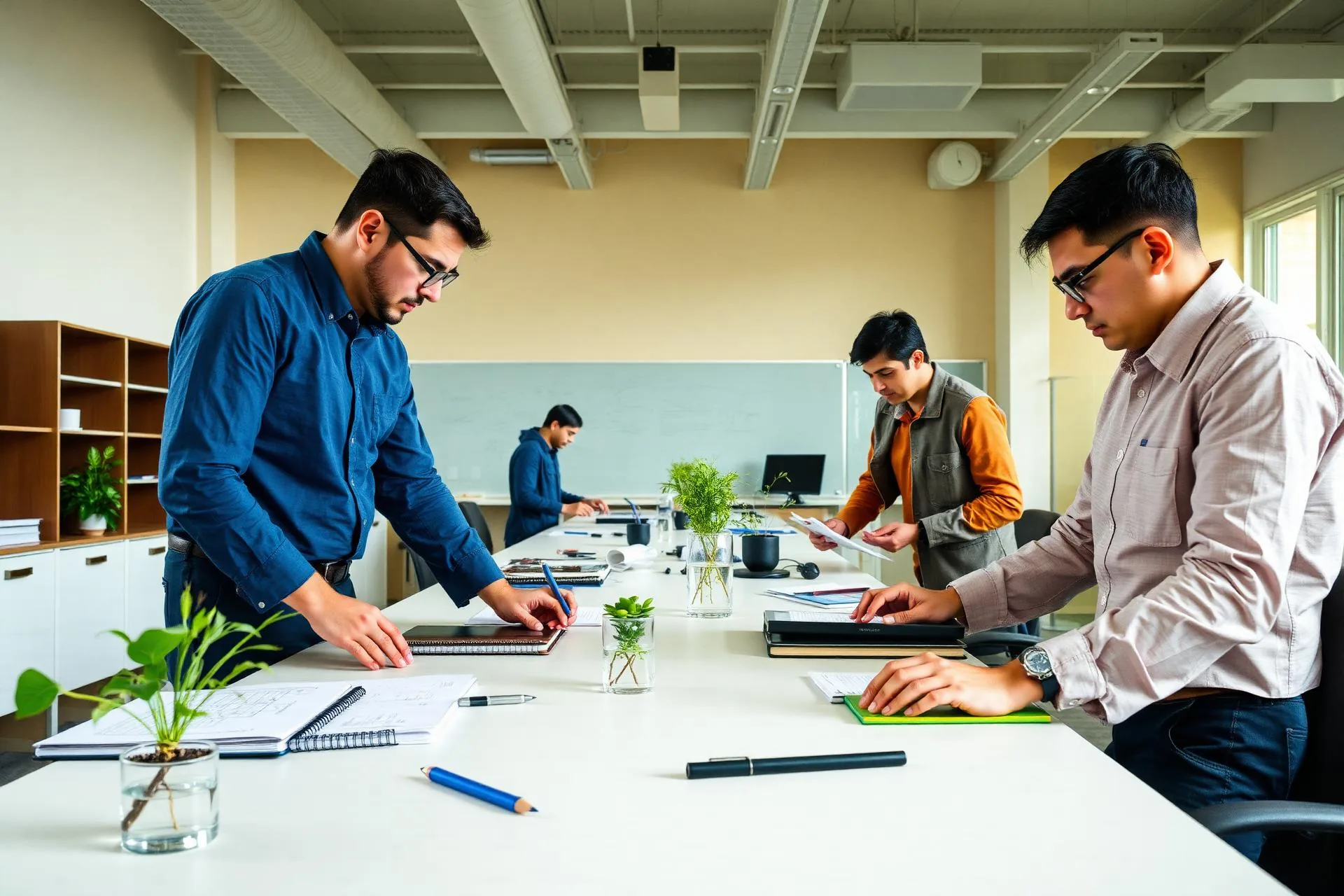 Equipe técnica da GC Engenharia em ambiente de trabalho organizado